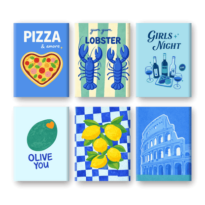 6 Mini-Gemälde | Blaues Italien Set-Malen nach zahlen