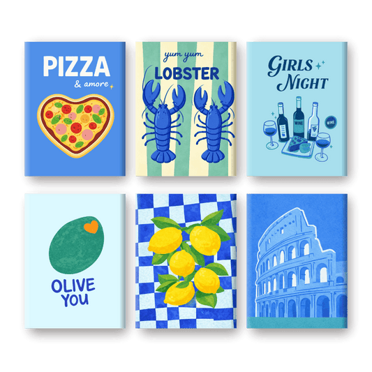 6 Mini-Gemälde | Blaues Italien Set-Malen nach zahlen