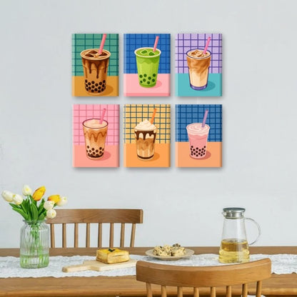 6 Mini-Gemälde | Boba Tea Set