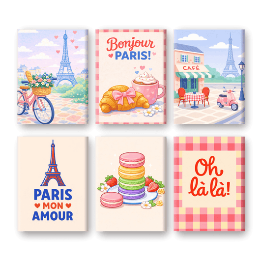 6 Mini-Gemälde | Bonjour Paris Set-Malen nach zahlen