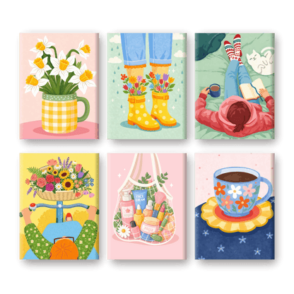 6 Mini-Gemälde | Ruhiges & Gemütliches Set-Malen nach zahlen