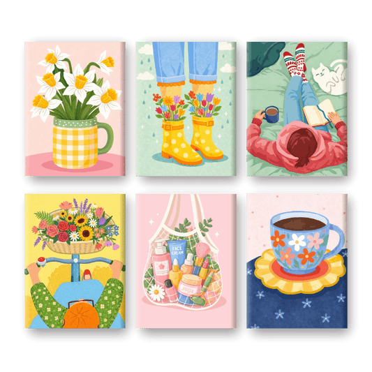 6 Mini-Gemälde | Ruhiges & Gemütliches Set-Malen nach zahlen