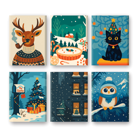 6 Mini-Gemälde | Weihnachtszauber Set-Malen nach zahlen