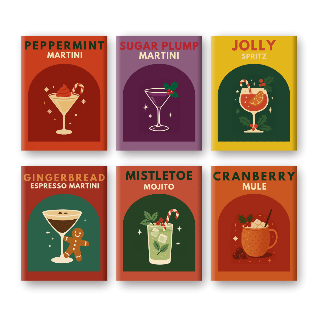6 Mini-Gemälde | Weihnachts-Cocktails Set-Malen nach zahlen