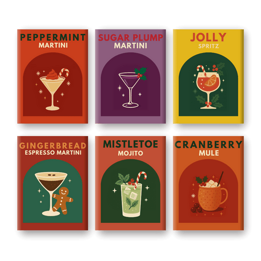 6 Mini-Gemälde | Weihnachts-Cocktails Set-Malen nach zahlen