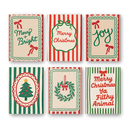 6 Mini-Gemälde | Weihnachtliches Streifen Set-Malen nach zahlen