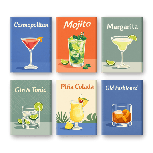 6 Mini-Gemälde | Cocktail Getränke Set - Malen nach Zahlen