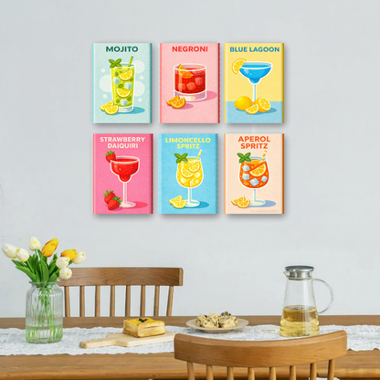 6 Mini-Gemälde | Cocktailklassiker Set