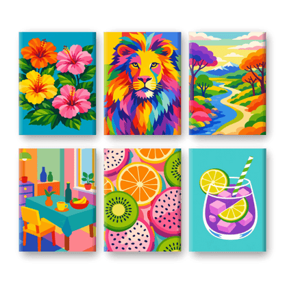 6 Mini-Gemälde | Farbexplosions-Set-Malen nach zahlen