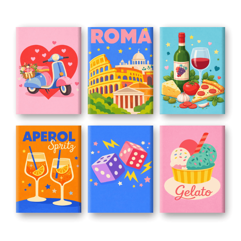 6 Mini-Gemälde | Farbenfrohes Italien Set-Malen nach zahlen