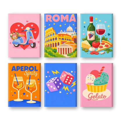 6 Mini-Gemälde | Farbenfrohes Italien Set-Malen nach zahlen
