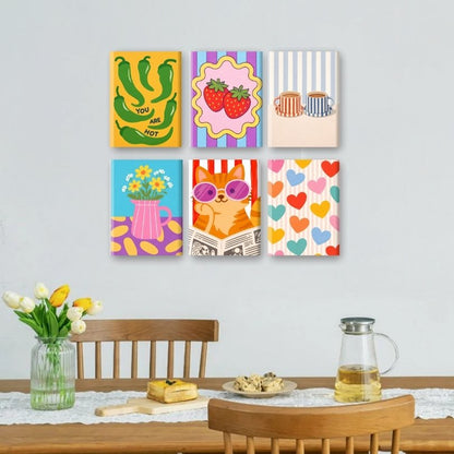 6 Mini-Gemälde | Buntes Stimmungsset