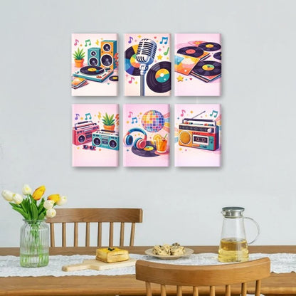 6 Mini-Gemälde | Farbenfrohes Musik Set