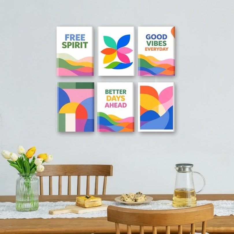 6 Mini-Gemälde | Buntes & Abstraktes Set