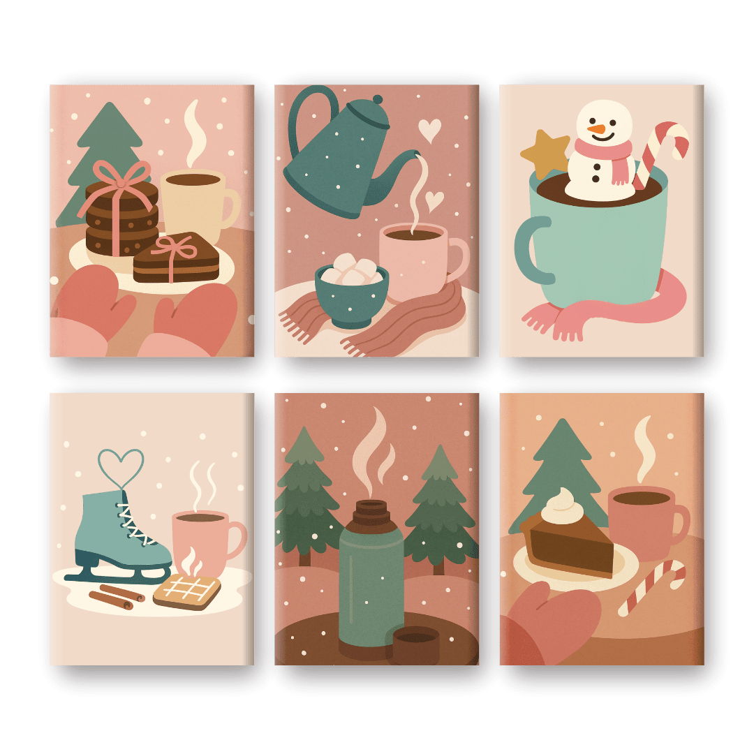 6 Mini-Gemälde | Gemütliches Winter Set-Malen nach zahlen