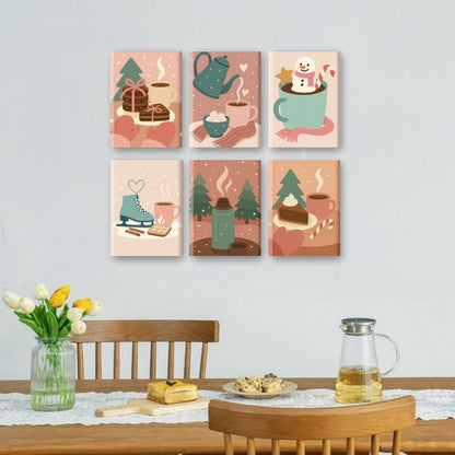 6 Mini-Gemälde | Gemütliches Winter Set