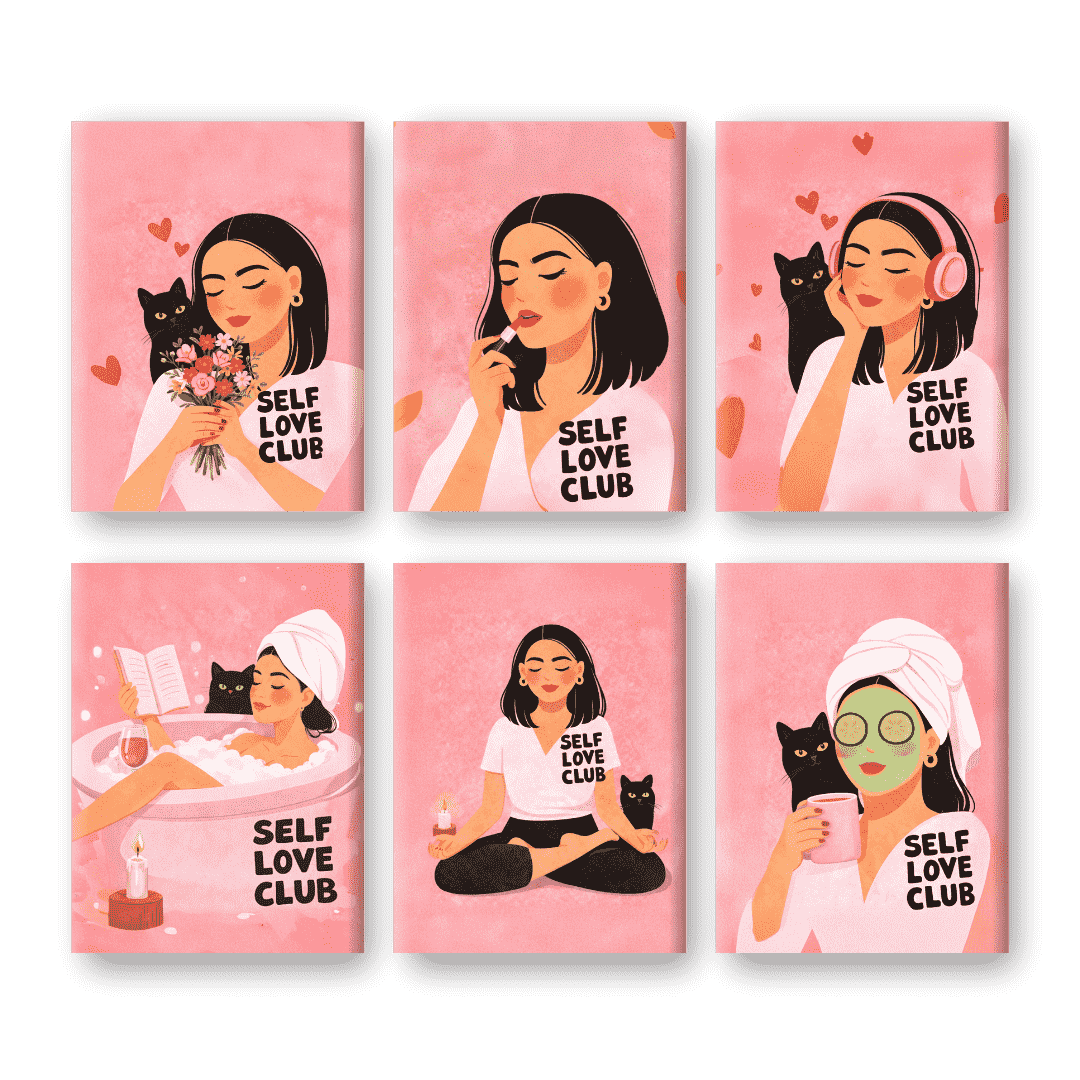 6 Mini-Gemälde | Self Love Club Set-Malen nach zahlen