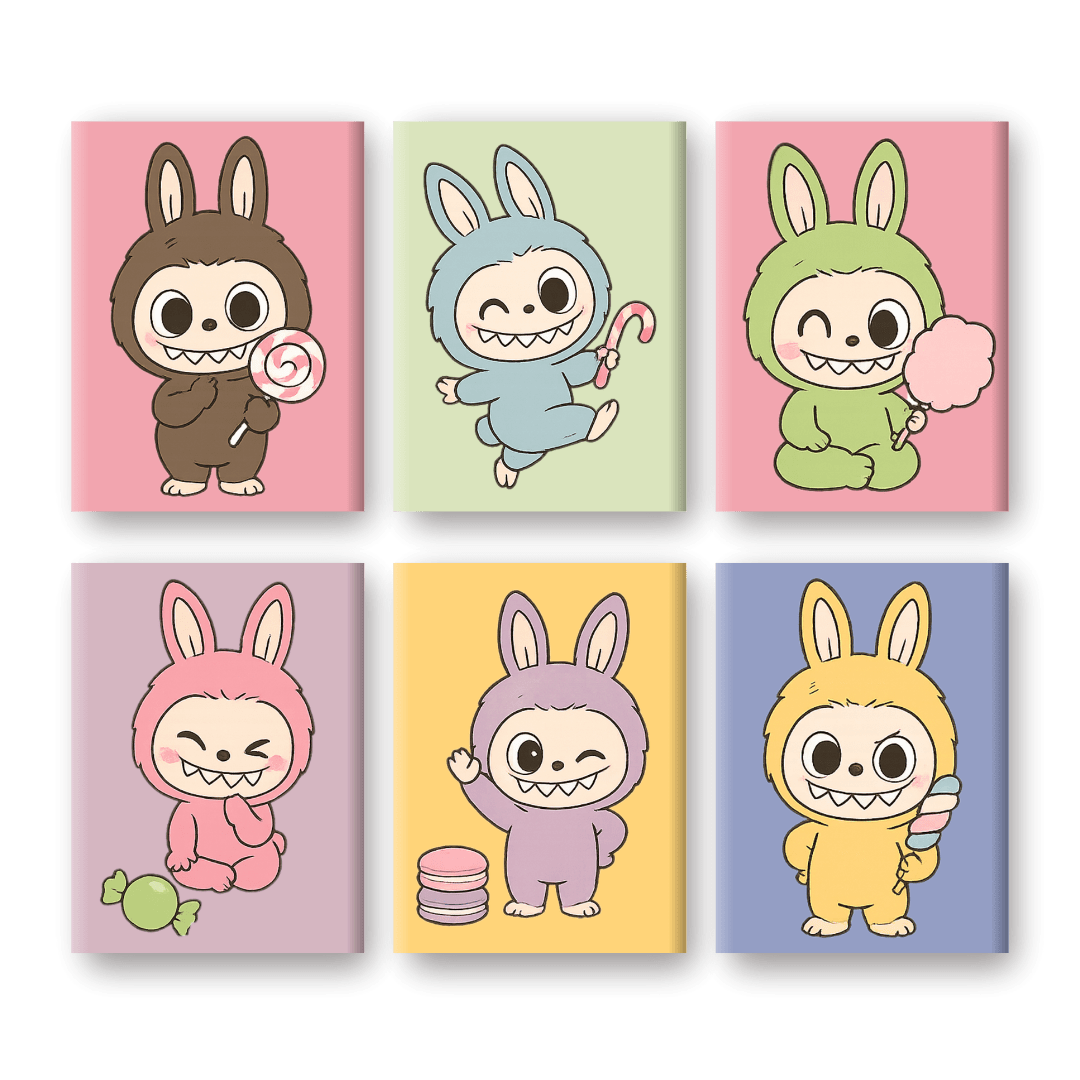 6 Mini-Gemälde | Süßes Puppen Set-Malen nach zahlen