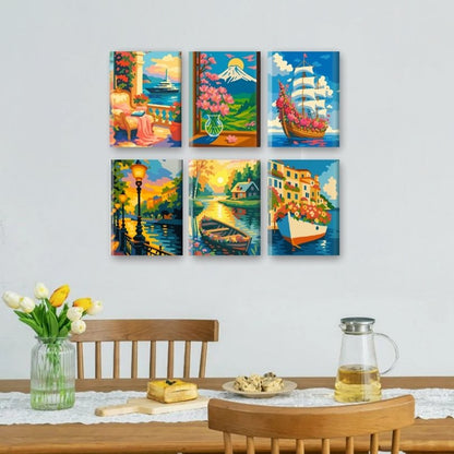 6 Mini-Gemälde | Traumziele Set