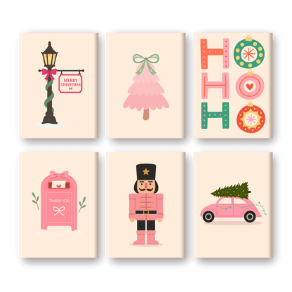 6 Mini-Gemälde | Festliches Rosa Set-Malen nach zahlen
