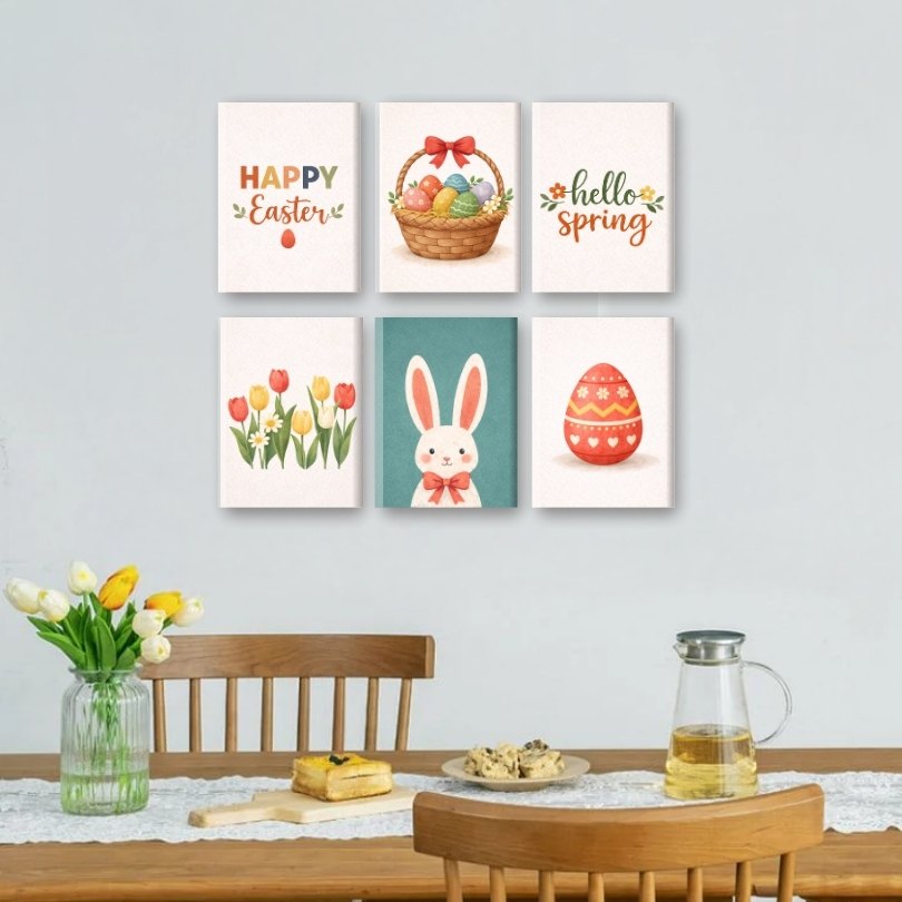 6 Mini-Gemälde | Frohe Ostern Set