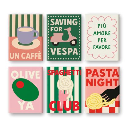 6 Mini-Gemälde | Italienisches Pasta & Kaffee-Set-Malen nach zahlen