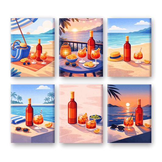 6 Mini-Gemälde | Aperitivo Sommer Set - Malen nach Zahlen