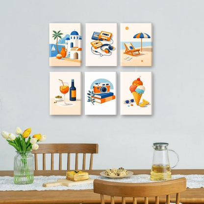 6 Mini-Gemälde | Mediterraner Sommer Set