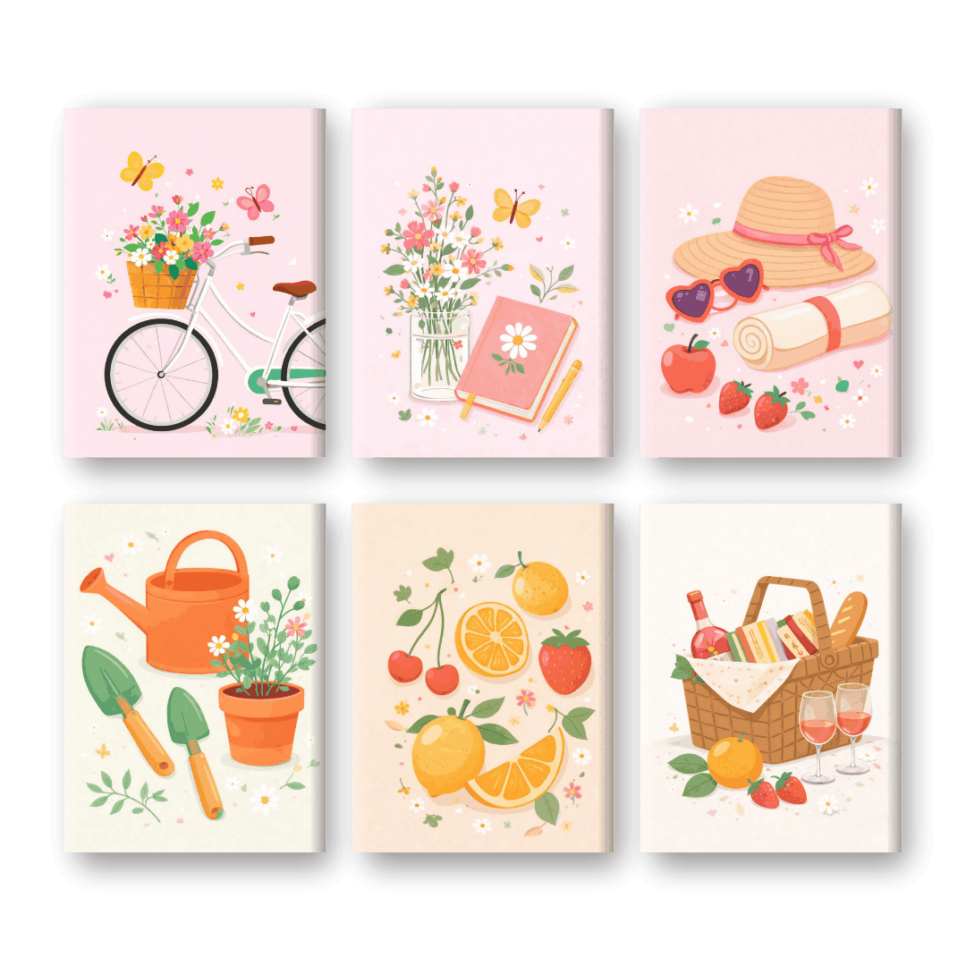 6 Mini-Gemälde | Frühling Vibes Set - Malen nach Zahlen
