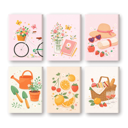 6 Mini-Gemälde | Frühling Vibes Set - Malen nach Zahlen