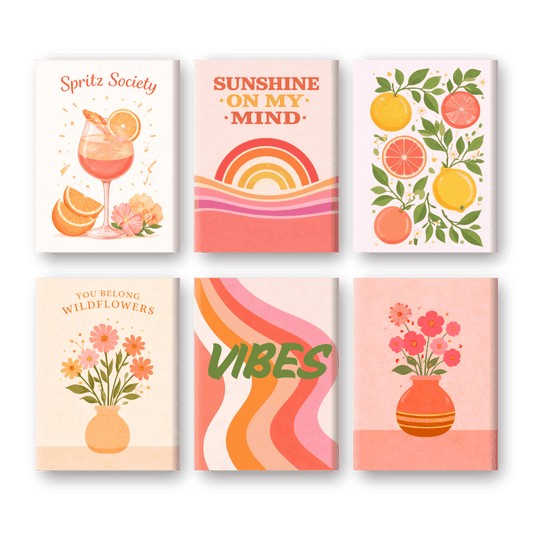 6 Mini-Gemälde | Sommer Vibes Set - Malen nach Zahlen
