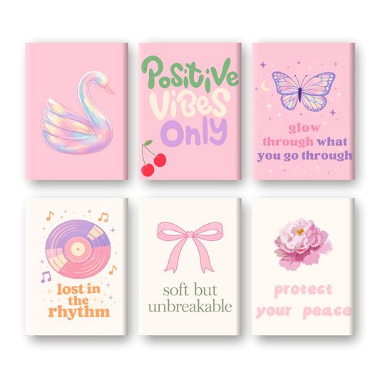 6 Mini-Gemälde | Positive Vibes Set - Malen nach Zahlen