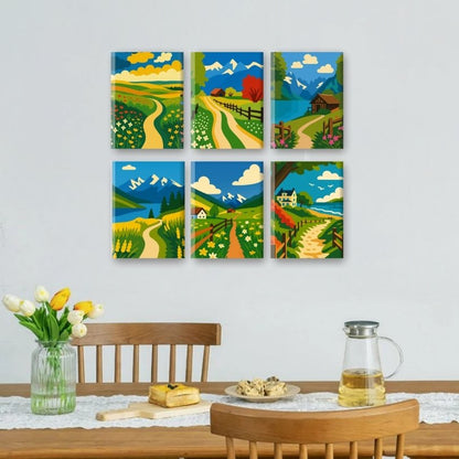 6 Mini-Gemälde | Landschaften Set