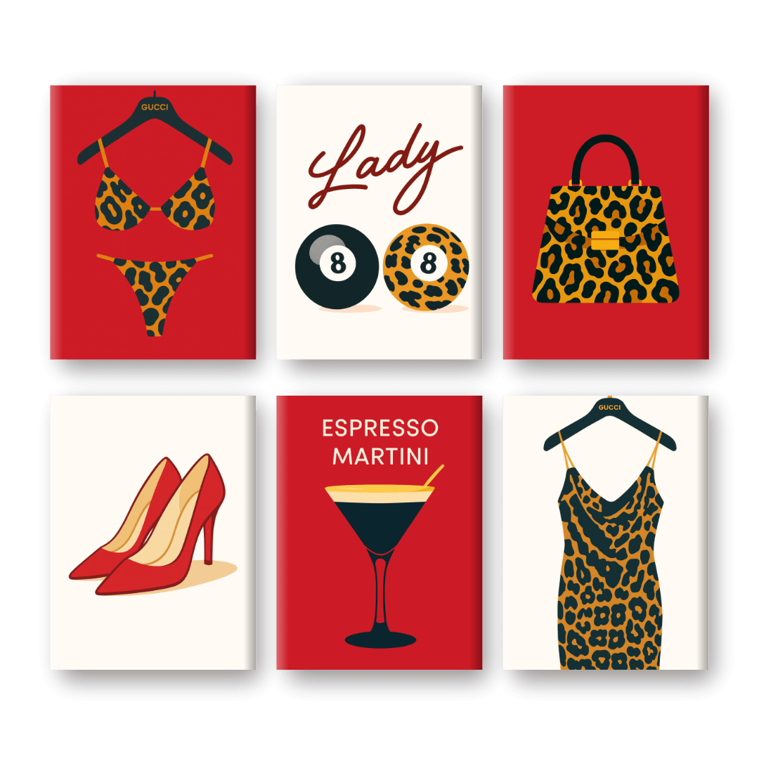 6 Mini-Gemälde | Leopardenmuster Set-Malen nach zahlen
