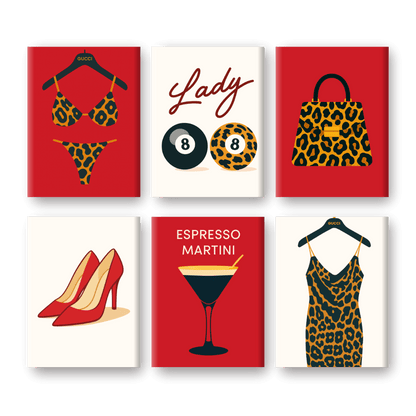 6 Mini-Gemälde | Leopardenmuster Set-Malen nach zahlen