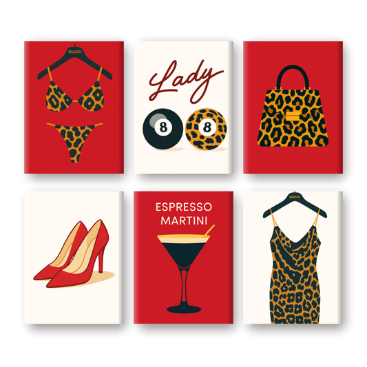 6 Mini-Gemälde | Leopardenmuster Set-Malen nach zahlen