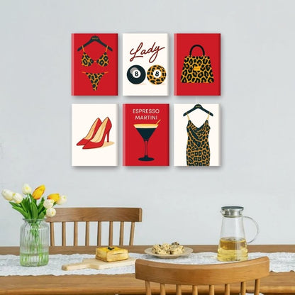 6 Mini-Gemälde | Leopardenmuster Set