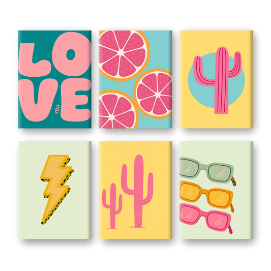 6 Mini-Gemälde | Love Retro Set-Malen nach zahlen