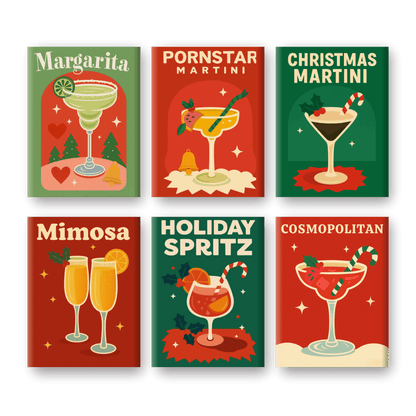 6 Mini-Gemälde | Fröhliches Cocktail Set-Malen nach zahlen
