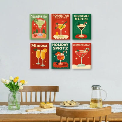6 Mini-Gemälde | Fröhliches Cocktail Set