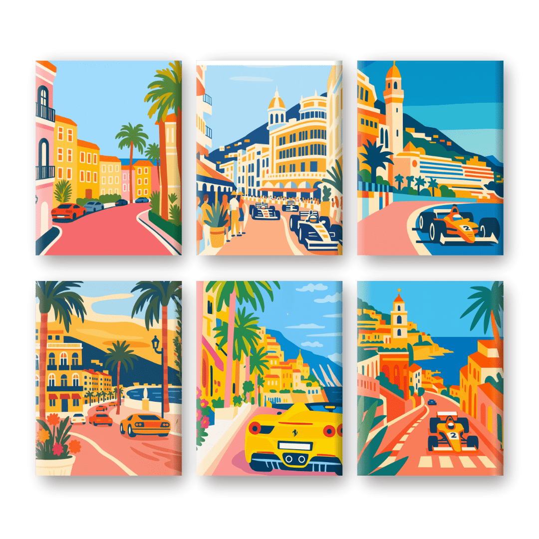 6 Mini-Gemälde | Monte Carlo Set-Malen nach zahlen