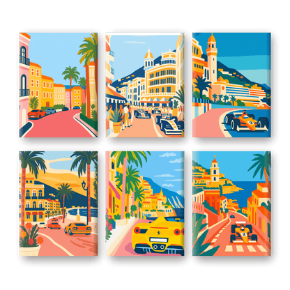 6 Mini-Gemälde | Monte Carlo Set-Malen nach zahlen
