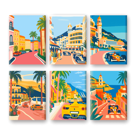 6 Mini-Gemälde | Monte Carlo Set-Malen nach zahlen