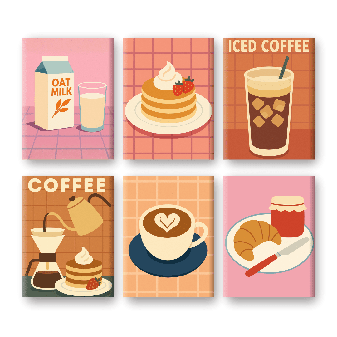 6 Mini-Gemälde | Morgenfrühstücks Set-Malen nach zahlen