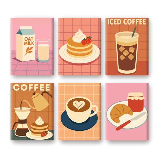 6 Mini-Gemälde | Morgenfrühstücks Set-Malen nach zahlen
