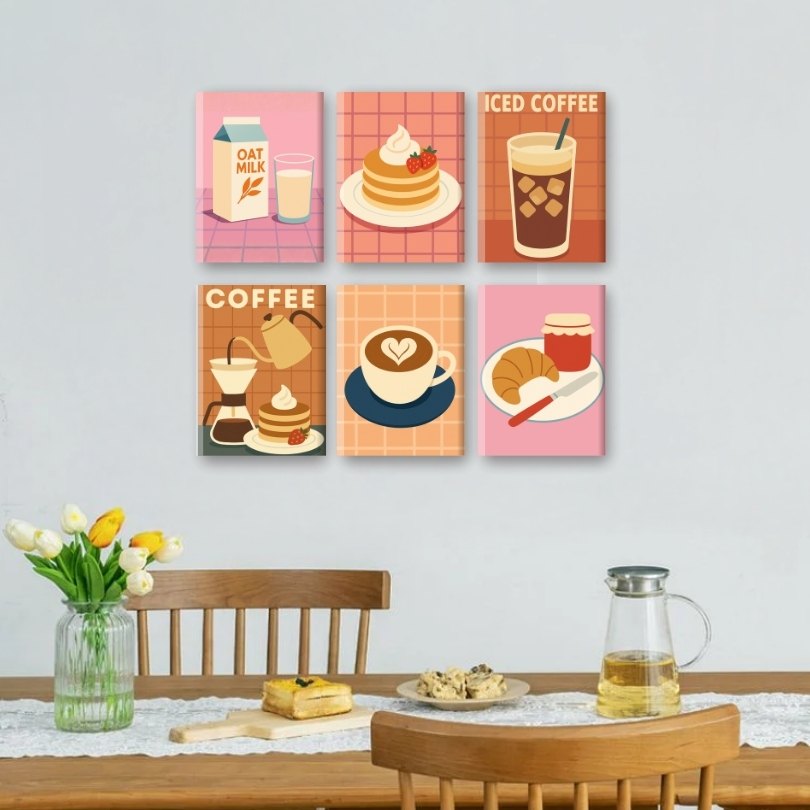 6 Mini-Gemälde | Morgenfrühstücks Set