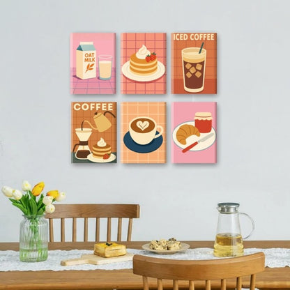 6 Mini-Gemälde | Morgenfrühstücks Set