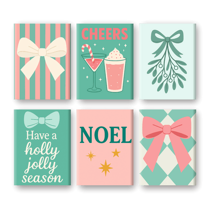 6 Mini-Gemälde | Pastell-Weihnachts Set-Malen nach zahlen