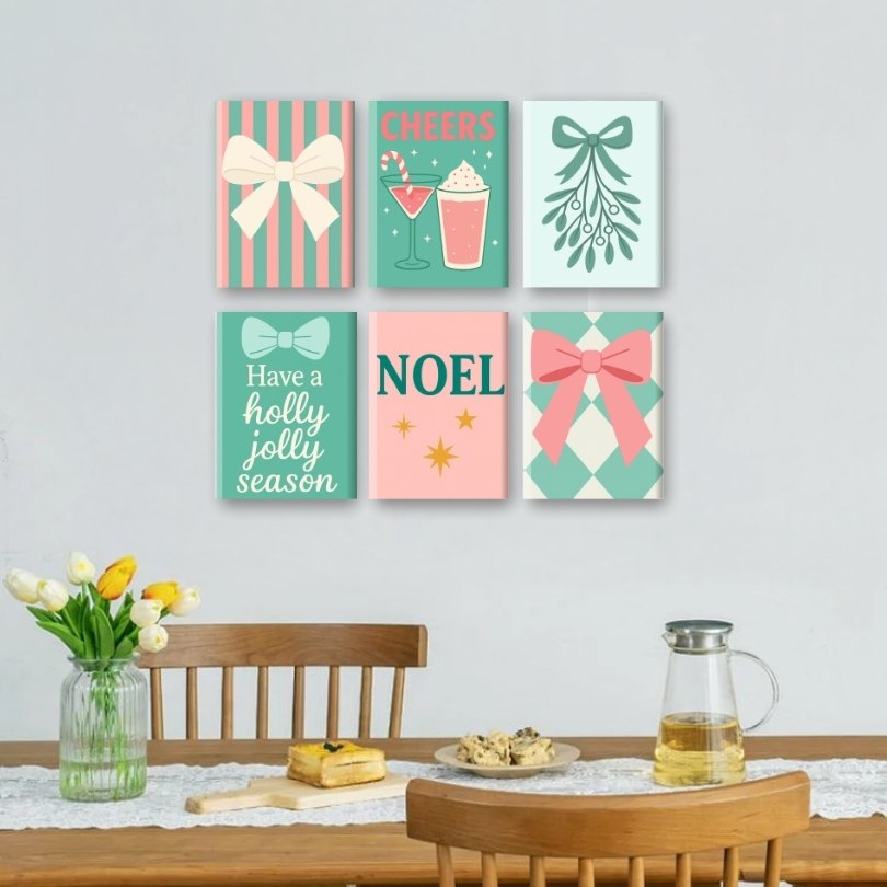 6 Mini-Gemälde | Pastell-Weihnachts Set