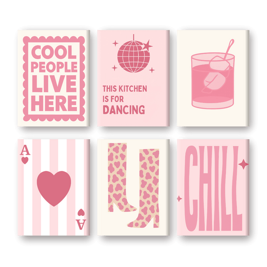6 Mini-Gemälde | Pink & Chill Set-Malen nach zahlen